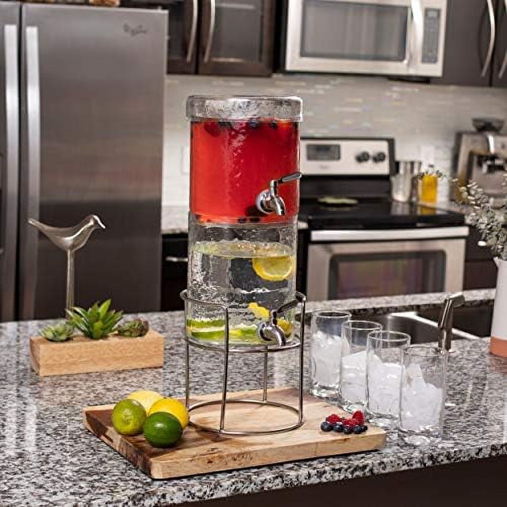 2 Gallon Stacking Beverage Dispenser With Stand And Lid Glass