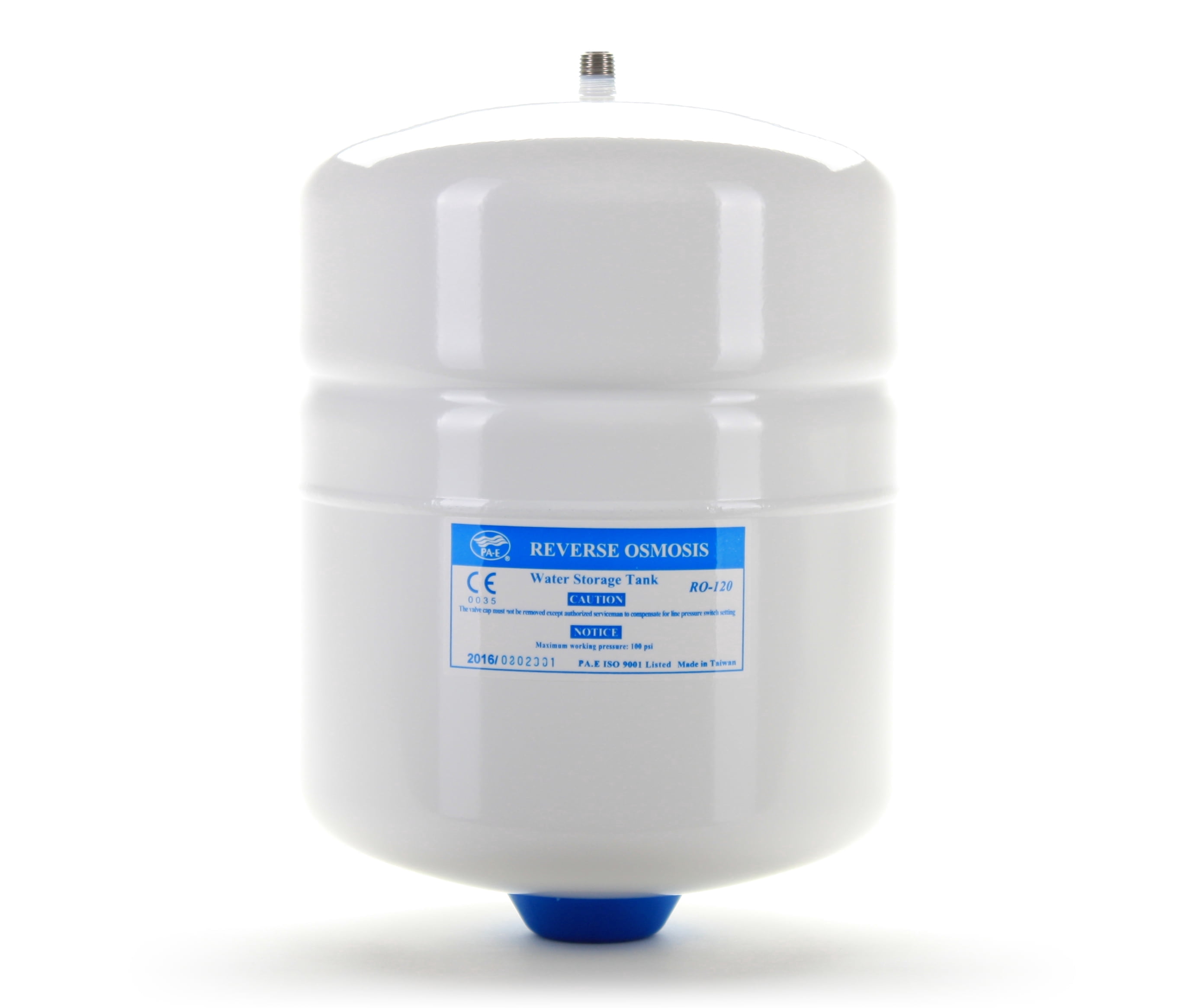 2 Gallon Stainless Steel Reverse Osmosis Water Tank , Compact Size for RVs, Campers etc. - White, 1/4" Port