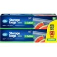 2 Gallon Storage Bags 60 Count Resealable Thick Plastic Food Storage