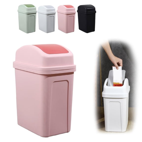 2 Gallon Swing Top Can, Small Garbage Can with Swing Lid, Pink
