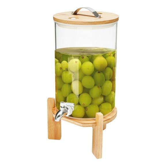 2 Gallons Glass Drink Beverage Dispenser with Spigot, Lemonade Dispenser Jar Spplies to Juice, Soda, Wine, Medicinal Wine