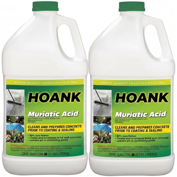 (2 Gallons) - Muriatic Acid for Swimming Pools & Spas, Removes Mortar from Bricks - 90% Low-Fume pH Stabilizer & Cleaner for Concrete & Masonry Surfaces, Clears Rust & Scale Build-Up - Ready to Use