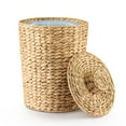 thumbnail image 1 of TIDITA 2 Gallons Wicker Waste Basket - Water Hyacinth Bathroom Garbage Can with a Lid - Bathroom Trash Can Boho Style - Wicker Trash Can with Lid for Household, Kitchen - Removable Liner, Iron Frame, 1 of 5