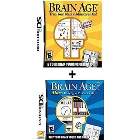 (2) Games - Brain Age Part 1 And 2 Bundle For Nintendo Ds. Train Your Brain!