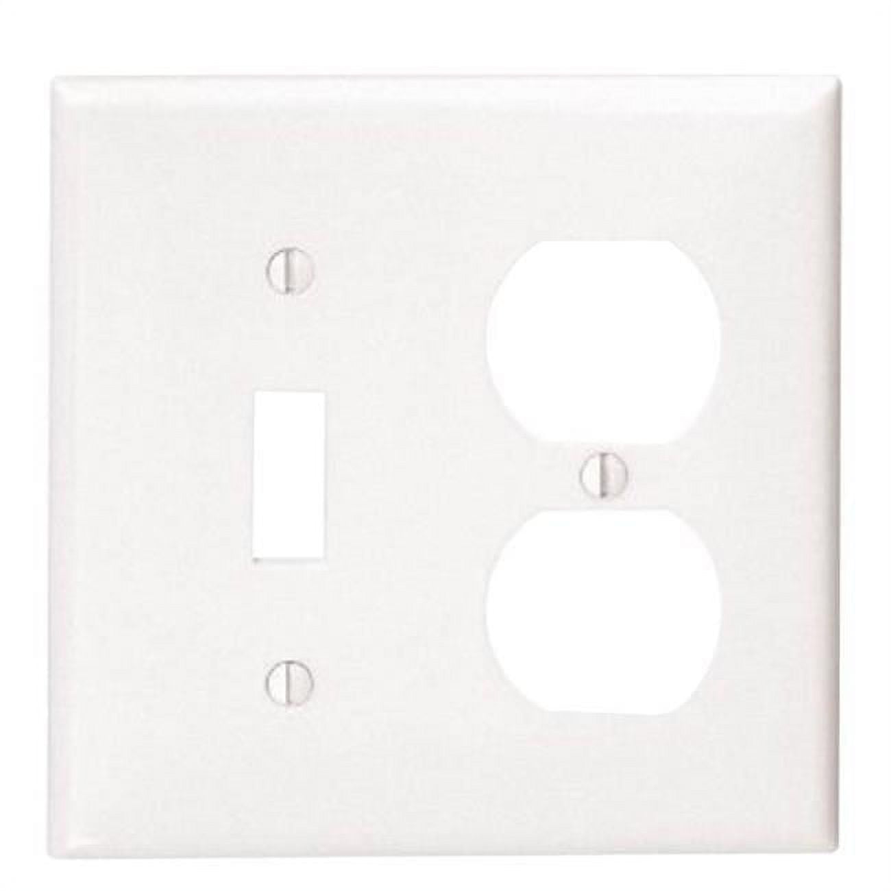 White Thermoplastic Nylon 2-Gang Duplex Toggle Wall Plate