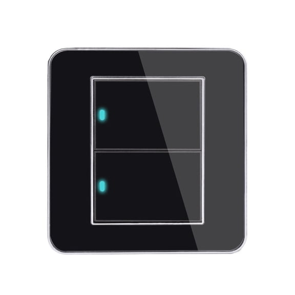 2 Gang 1 Way Random Click On / Off Wall Light Switch With LED Indicator Acrylic Crystal Panel