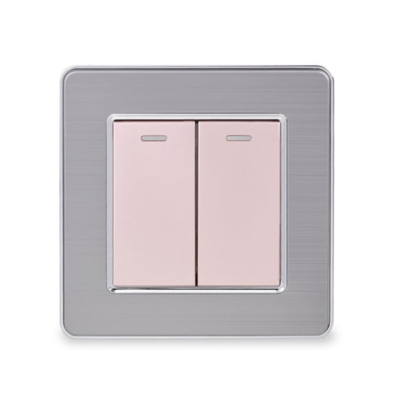 2 Gang 2 Way Luxury Light Switch On / Off Wall Switch Pass Through Interruptor Stainless Steel Panel AC ,Easy to Installation
