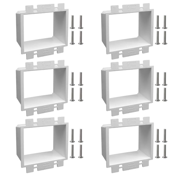 2-Gang BE2 Non-Metallic Electrical Power Outlet Box Extender(ETL Listed),Electrical Boxes Extender for Outlets for Power Switch Receptacles Accessories,Fire Rated for 2 Hours,6-Pack