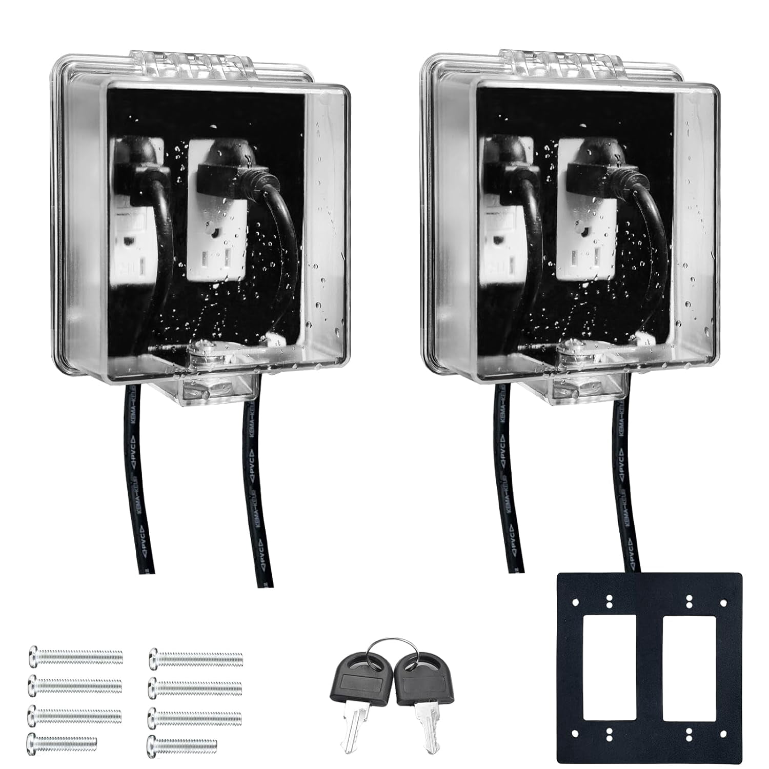 2-Gang Baby Safety Dual Outlet Cover Box - Key Lock for Much Better ...