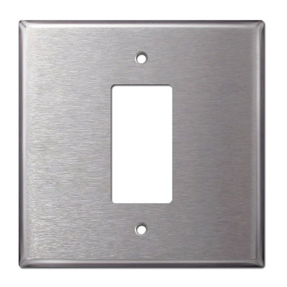 2 Gang Center Decora Metal Switch Plate 5.5” Stainless Steel Jumbo Size Smooth Wall 1 Outlet One Single Oversized Light Rocker Double Switch Cover
