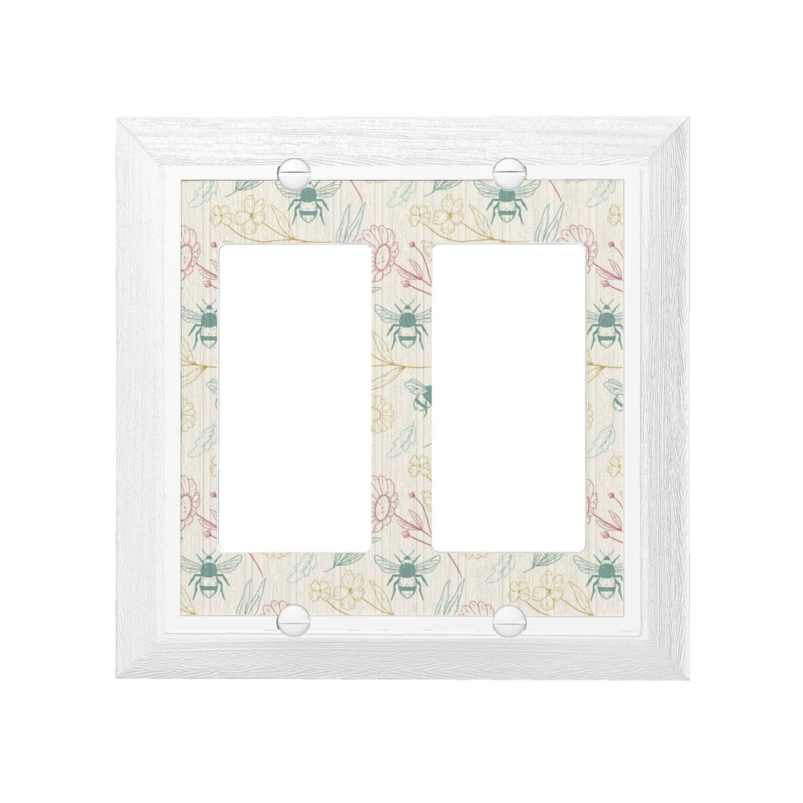 2-Gang Double Gang Switch Wall Plate, Wood Grain Texture Polycarbonate ...