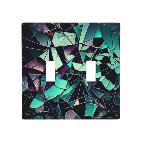 2 Gang Double Toggle Wall Plate Light Switch Cover Wallplate - Broken Glass art vintage