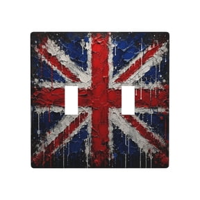 2 Gang Double Toggle Wall Plate Light Switch Cover Wallplate - Dripping Paint Effect UK Union Jack Poster
