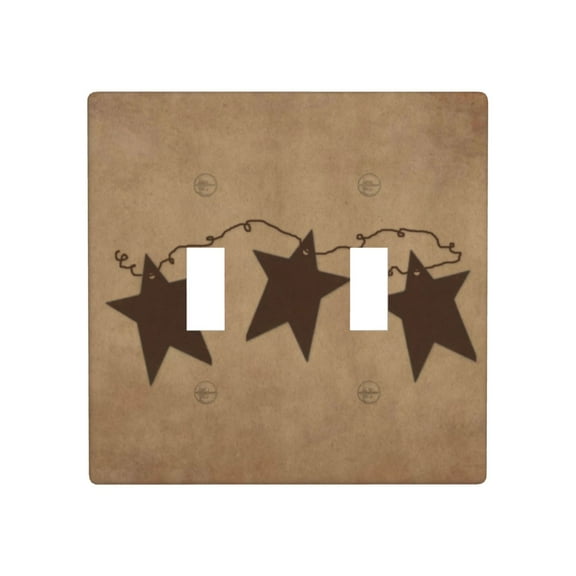 2 Gang Double Toggle Wall Plate Light Switch Cover Wallplate - Rustic Star Rusty Brown Vintage