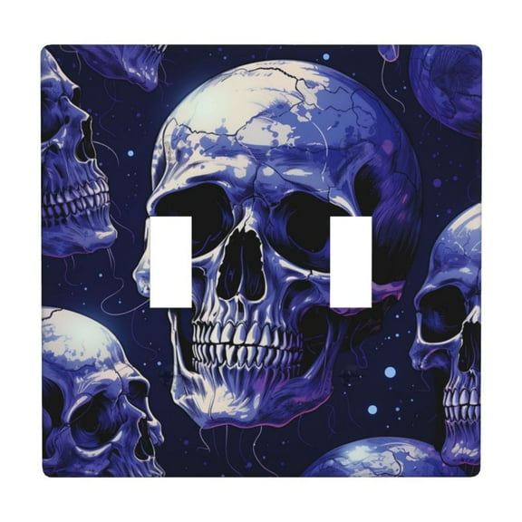2 Gang Double Toggle Wall Plate Light Switch Cover Wallplate - Scary Skull Head cool skulls