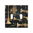 thumbnail image 1 of 2 Gang Double Toggle Wall Plate Light Switch Cover Wallplate - Trombone Musical Instruments art, 1 of 5