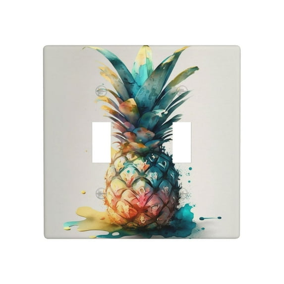 2 Gang Double Toggle Wall Plate Light Switch Cover Wallplate - Watercolor Pineapple art