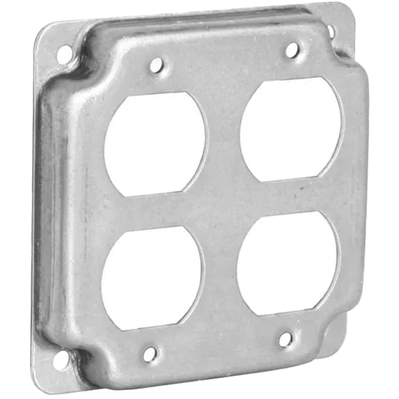 Modular Electrical Box Image 2-Gang Duplex Receptacle Electrical Box Cover - 4 Inch Square 1/2 Inch ...