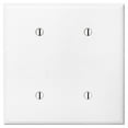 thumbnail image 1 of 2 Gang Electrical Box Blank Cover Plate, Blank (no holes) METAL Cover Plate, Two Gang White Blank Cover Plate - White - UL Listed, 4.5 x 4.5 Inches (Made in USA), 1 of 5