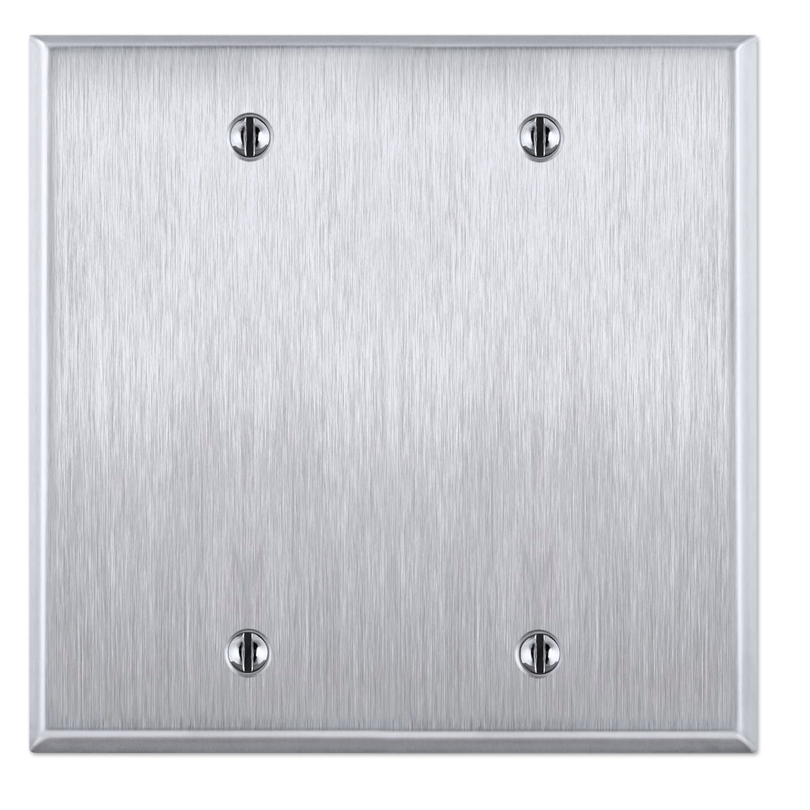 2 Gang Electrical Box Blank Cover Plate, Blank (no holes) Stainless Steel Cover Plate, Two Gang