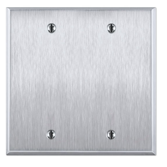 2 Gang Electrical Box Blank Cover Plate, Blank (no holes) Stainless Steel Cover Plate, Two Gang Blank Cover Plate - UL Listed, 4.5 x 4.5 Inches (Made in USA)