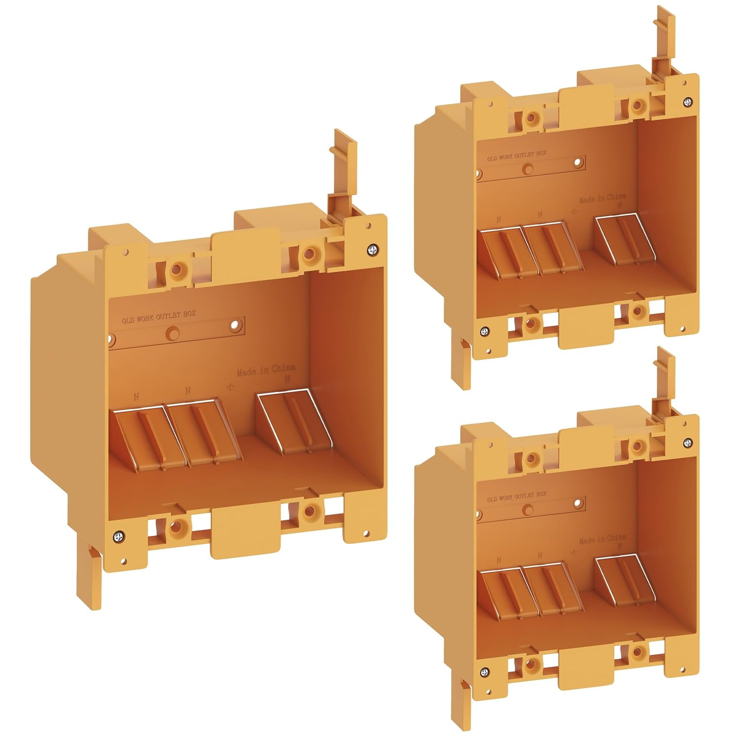 2 Gang Electrical Outlet Box, 25 Cubic Inch Junction Box, Old Work Box, UL Listed, 3-Packs, IN-0501-5-3