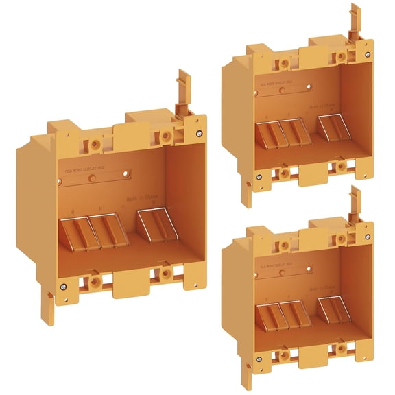 2 Gang Electrical Outlet Box, 25 Cubic Inch Junction Box, Old Work Box, UL Listed, 3-Packs, IN-0501-5-3