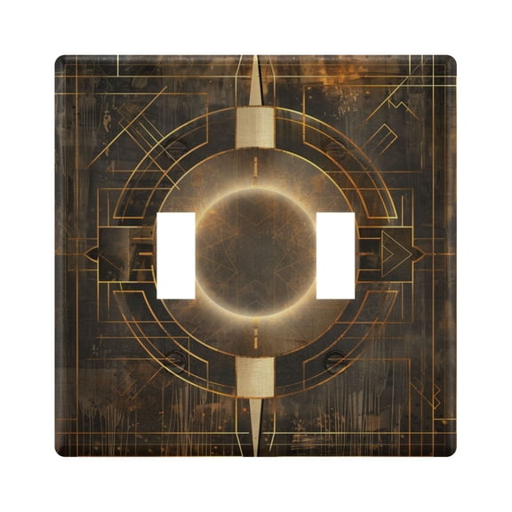 2 Gang Light Switch Cover Plate Abstract Bronze Geometric Wall Plate Decorate Electrical Outlet Cover Plates 4.56”x4.48”