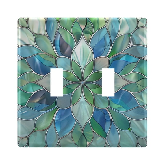 2 Gang Light Switch Cover Plate Abstract Floral Stained Glass Wall Plate Decorate Electrical Outlet Cover Plates 4.56”x4.48”