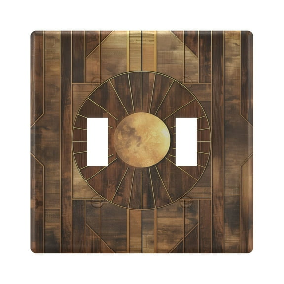 2 Gang Light Switch Cover Plate Abstract Wood Geometric Wall Plate Decorate Electrical Outlet Cover Plates 4.56”x4.48”