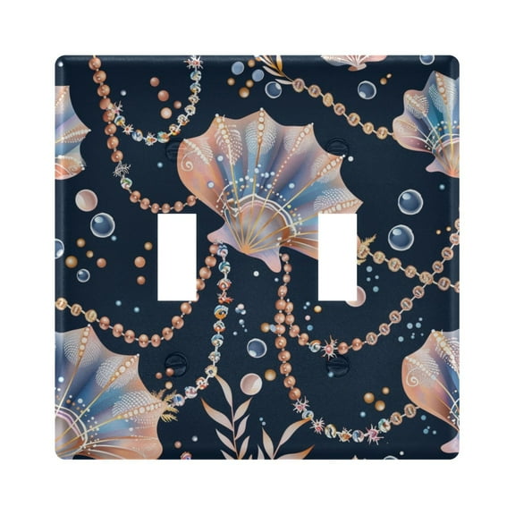 2 Gang Light Switch Cover Plate Beautiful Shell Necklaces Wall Plate Decorate Electrical Outlet Cover Plates 4.56”x4.48”
