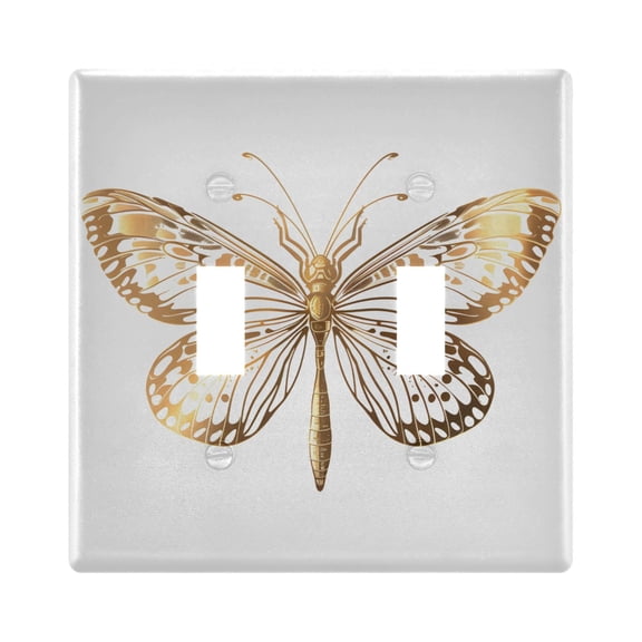 2 Gang Light Switch Cover Plate Butterfly Dragonfly Wall Plate Decorate Electrical Outlet Cover Plates 4.56”x4.48”