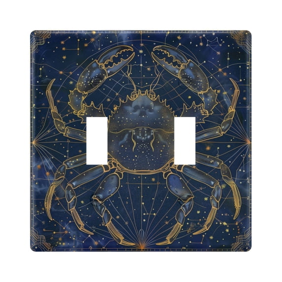 2 Gang Light Switch Cover Plate Cancer Of Zodiac Wall Plate Decorate Electrical Outlet Cover Plates 4.56”x4.48”