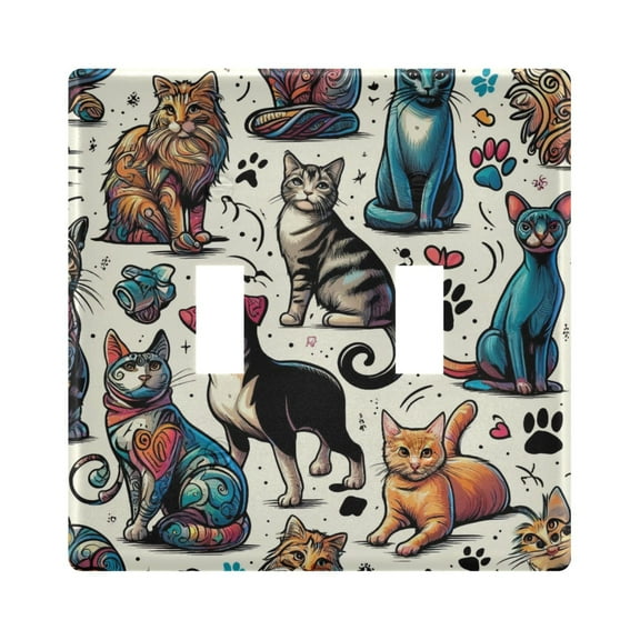 2 Gang Light Switch Cover Plate Cat and Dog Paw Wall Plate Decorate Electrical Outlet Cover Plates 4.56”x4.48”