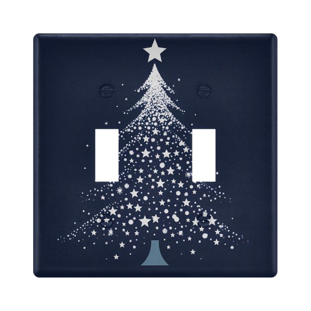 2 Gang Light Switch Cover Plate Christmas Tree with Star Wall Plate