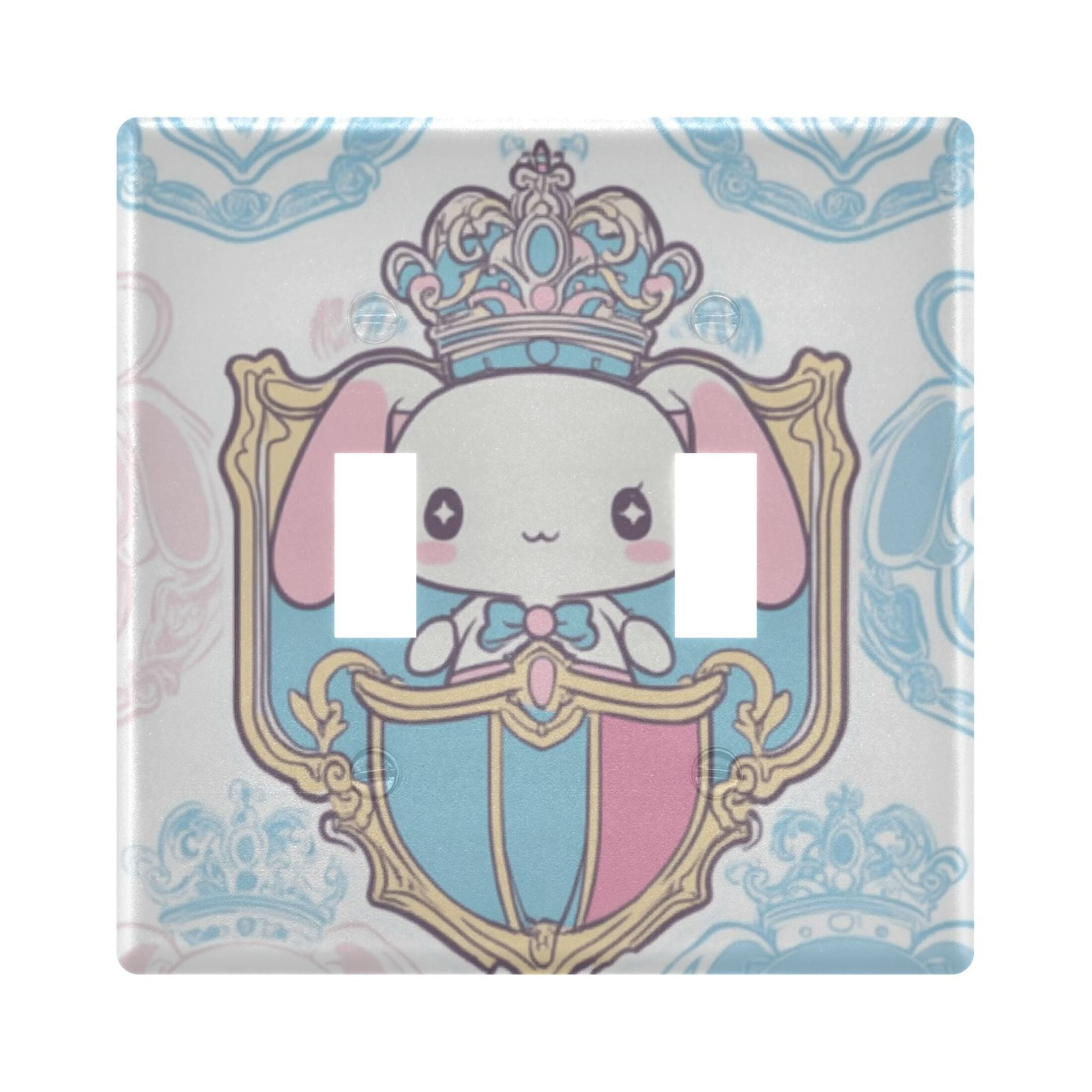 2 Gang Light Switch Cover Plate Cinnamoroll with Crown and Shield. Wall