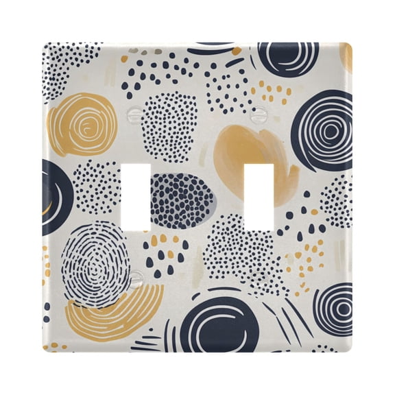 2 Gang Light Switch Cover Plate Circle and Dot Doodle Wall Plate Decorate Electrical Outlet Cover Plates 4.56”x4.48”