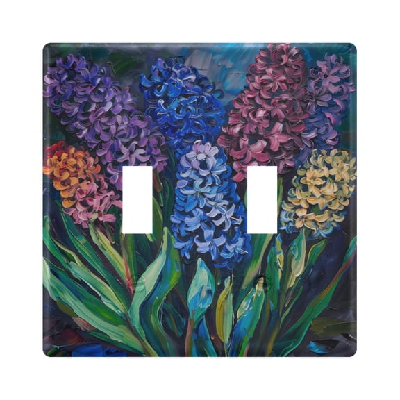 2 Gang Light Switch Cover Plate Color Hyacinths Flower Wall Plate Decorate Electrical Outlet Cover Plates 4.56”x4.48”