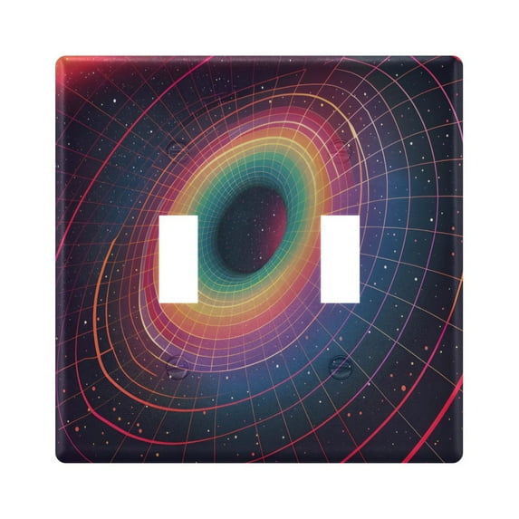 2 Gang Light Switch Cover Plate Colorful Block Swirl Wall Plate Decorate Electrical Outlet Cover Plates 4.56”x4.48”