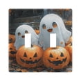 thumbnail image 1 of 2 Gang Light Switch Cover Plate Cute Ghosts Play with Pumpkin Wall Plate Decorate Electrical Outlet Cover Plates 4.56”x4.48”, 1 of 8