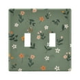 thumbnail image 1 of 2 Gang Light Switch Cover Plate Cute Small Flowers and Leaves Wall Plate Decorate Electrical Outlet Cover Plates 4.56”x4.48”, 1 of 8