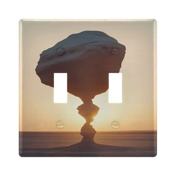 2 Gang Light Switch Cover Plate Desert Stone Landscape Wall Plate Decorate Electrical Outlet Cover Plates 4.56”x4.48”