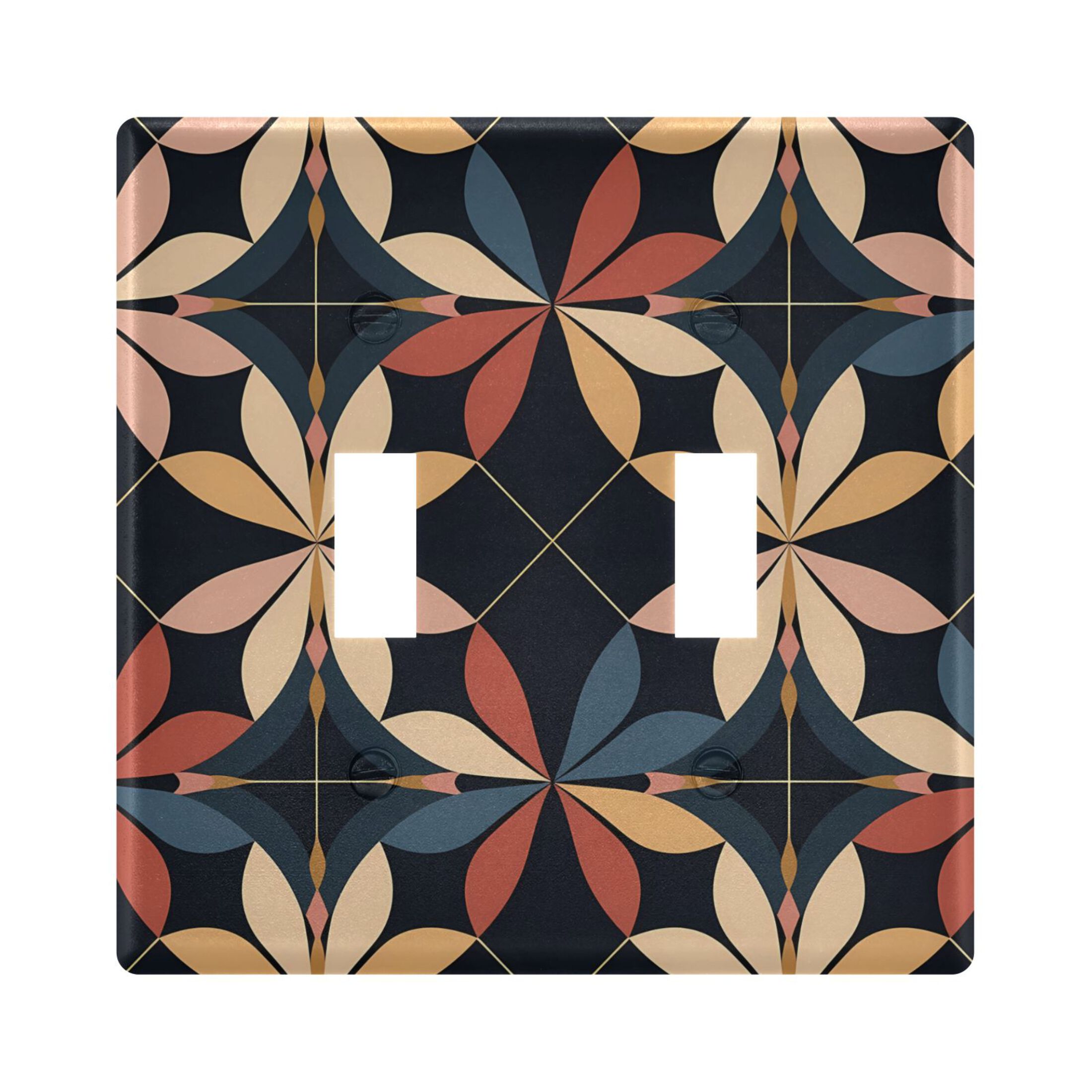 2 Gang Light Switch Cover Plate Elegant Geometric Shapes Wall Plate ...