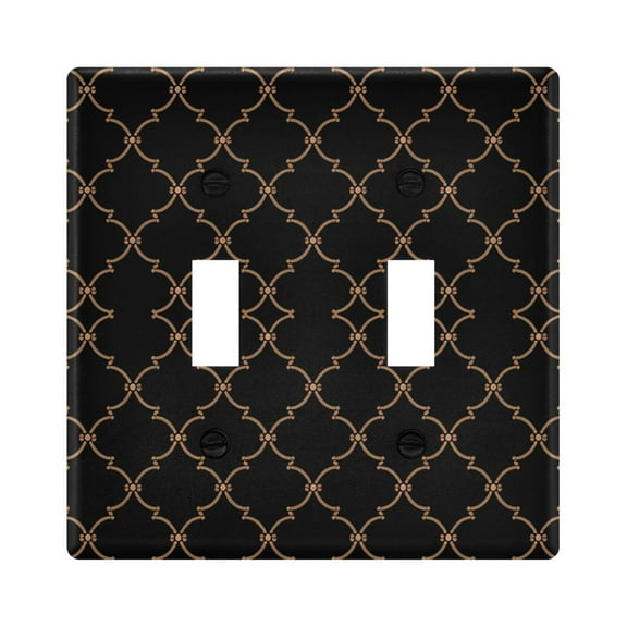 2 Gang Light Switch Cover Plate Elegant Grid Lines Wall Plate Decorate Electrical Outlet Cover Plates 4.56”x4.48”
