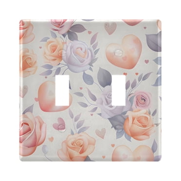 2 Gang Light Switch Cover Plate Abstract Floral Stained Glass Wall