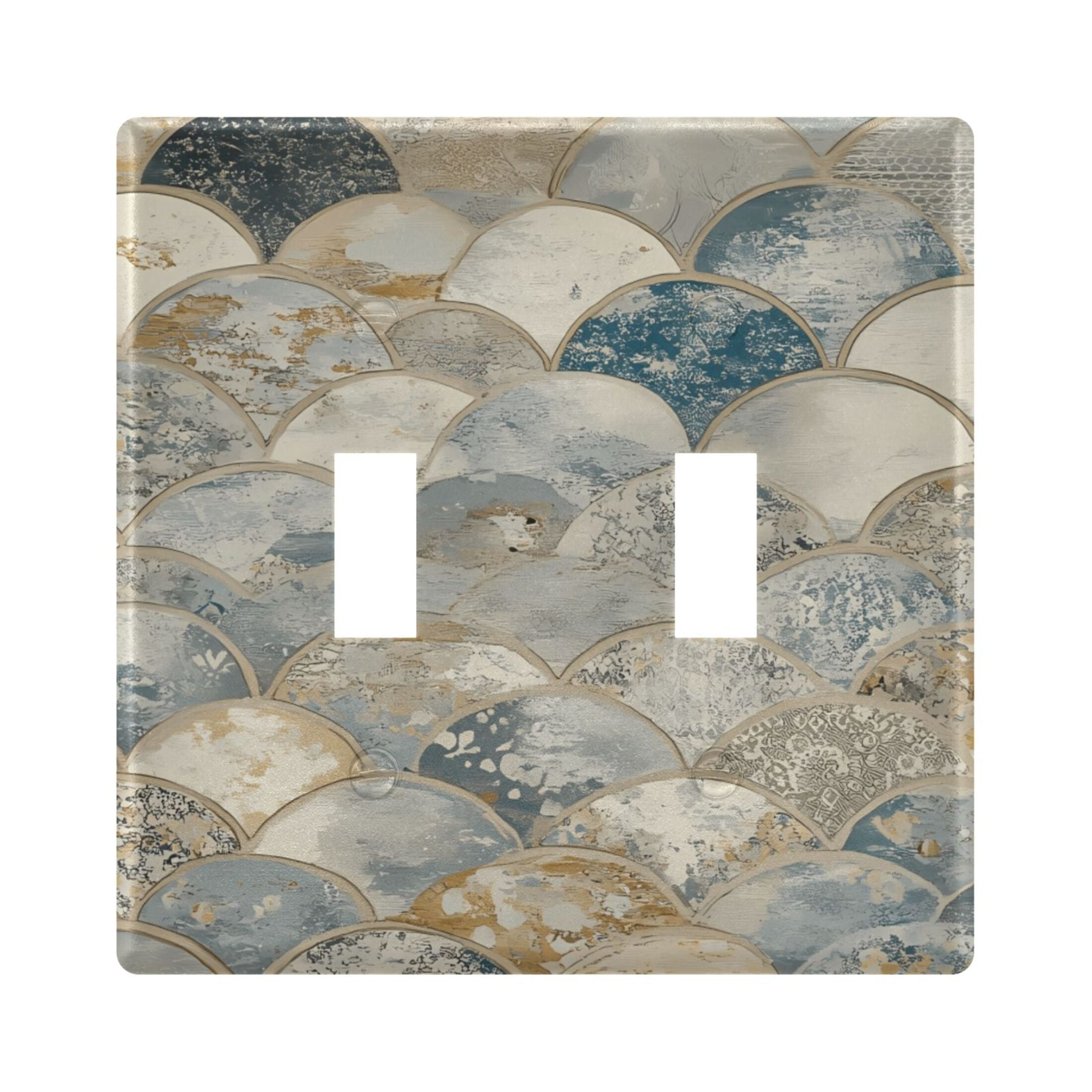 2 Gang Light Switch Cover Plate Marble Fish Scale Wall Plate Decorate