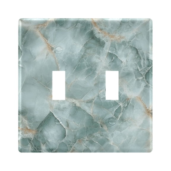 2 Gang Light Switch Cover Plate Mint Green Marble Wall Plate Decorate Electrical Outlet Cover Plates 4.56”x4.48”