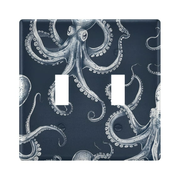 2 Gang Light Switch Cover Plate Octopus Sketchy Wall Plate Decorate Electrical Outlet Cover Plates 4.56”x4.48”