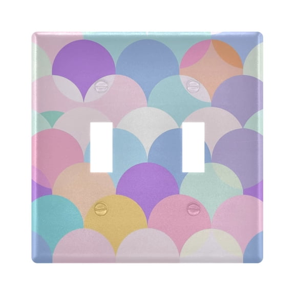 2 Gang Light Switch Cover Plate Pastel Colors Scales Wall Plate Decorate Electrical Outlet Cover Plates 4.56”x4.48”