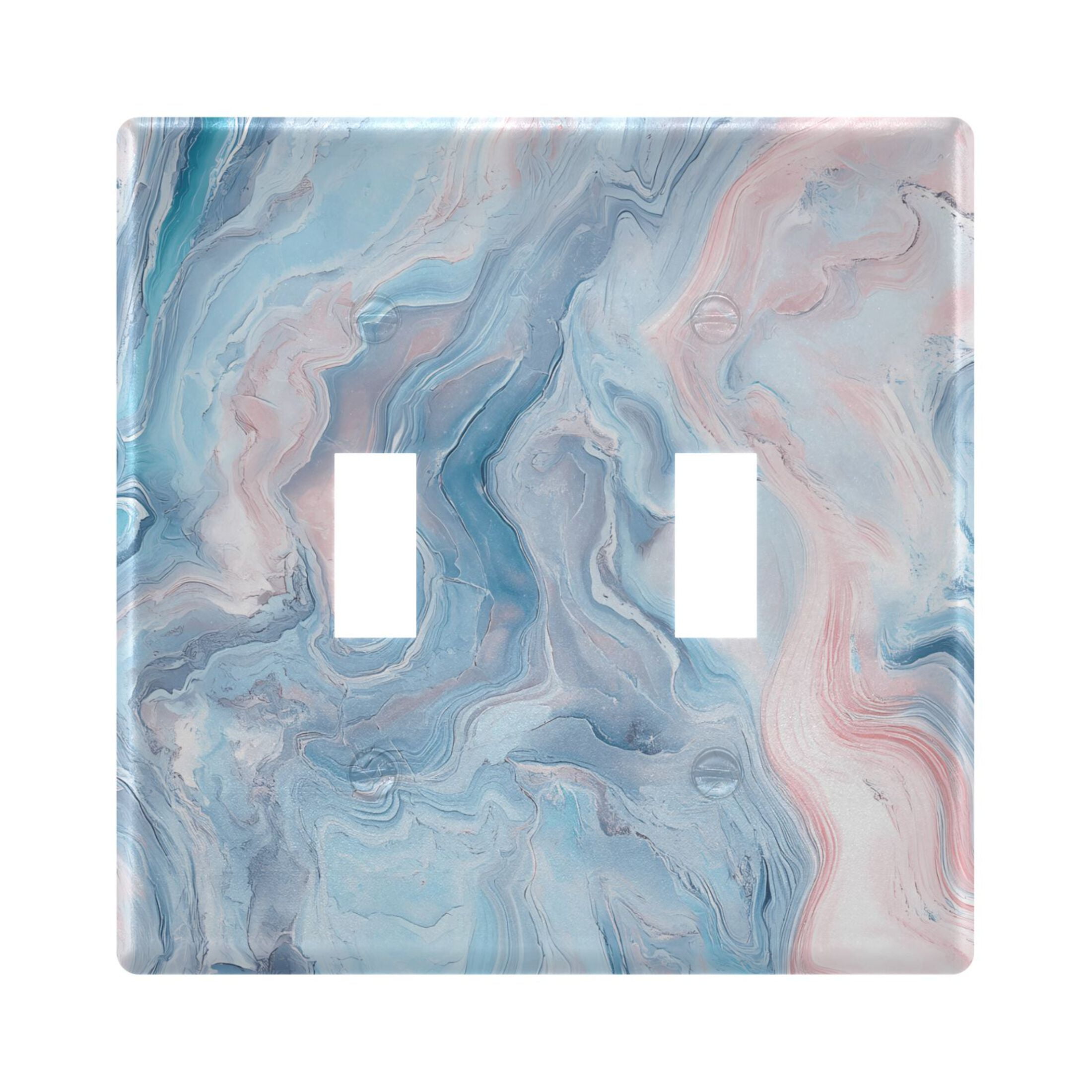 2 Gang Light Switch Cover Plate Pastel Pink Blue Marble Wall Plate